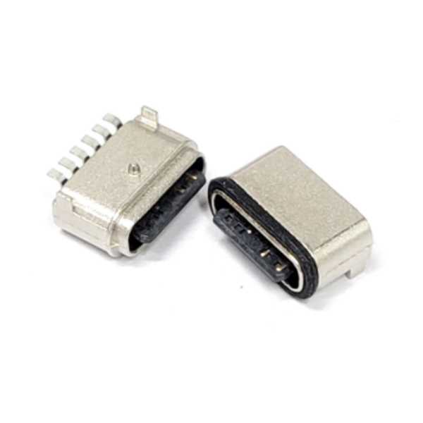 TYPE-C 6P防水母座 短體帶定位柱裸露端子