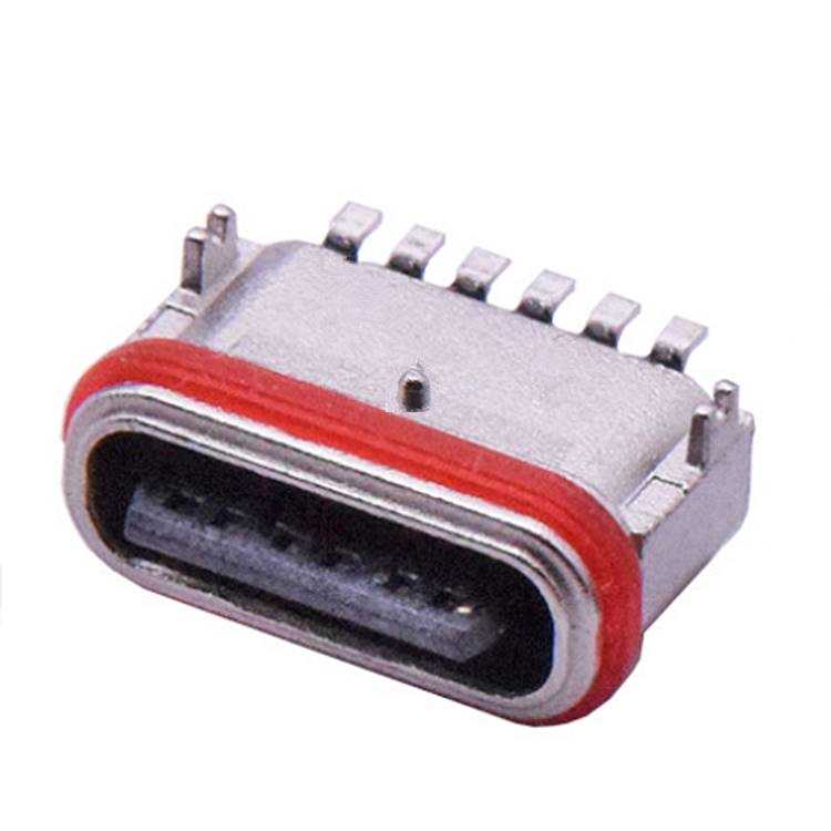 6P防水母座L6.65臥式貼片鋅合金TYPE-C