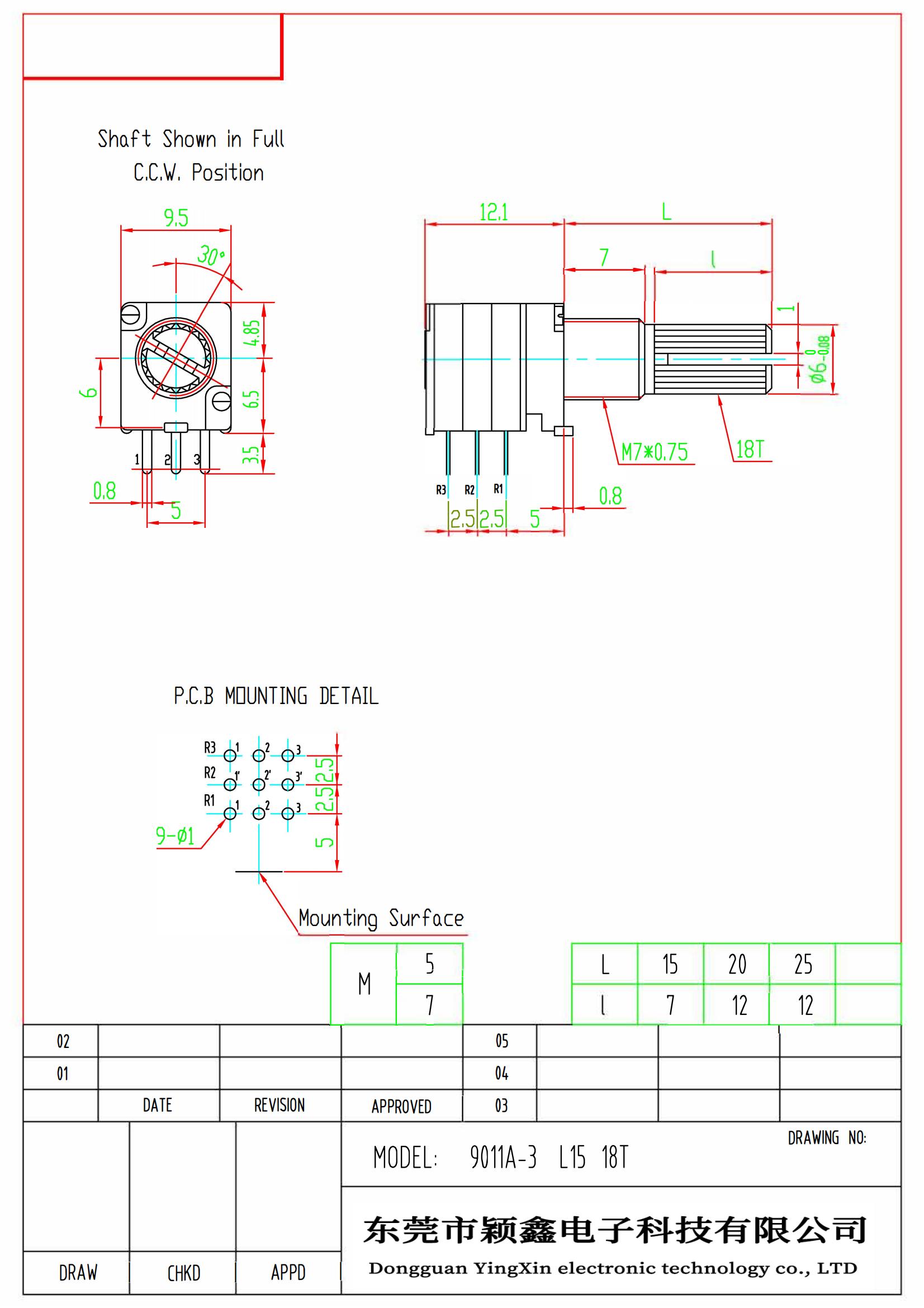 三聯旋轉電位器